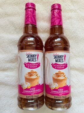 Jordan's Skinny Mixes Iced Cinnamon Roll Syrup - Lot of 2 - Zero Sugar & Calorie